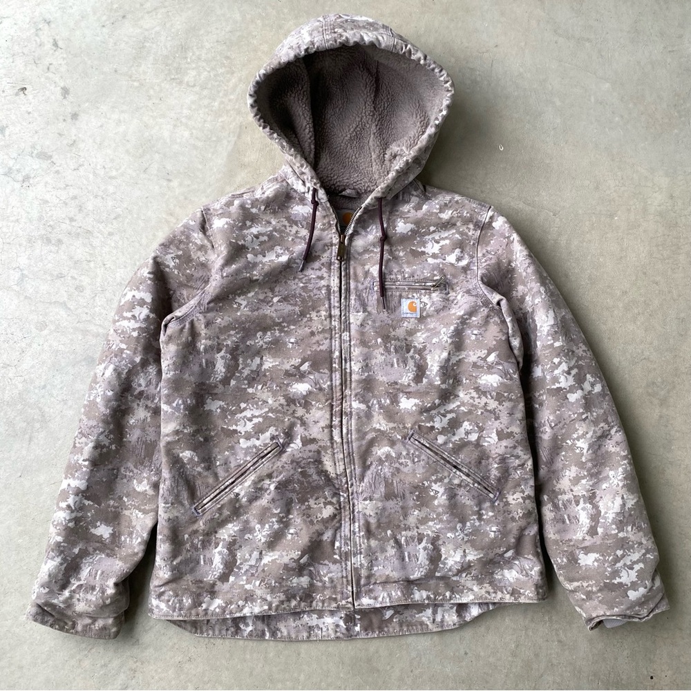 Carhartt Sherpa Lined Digital Camo Hooded Work Jacket
